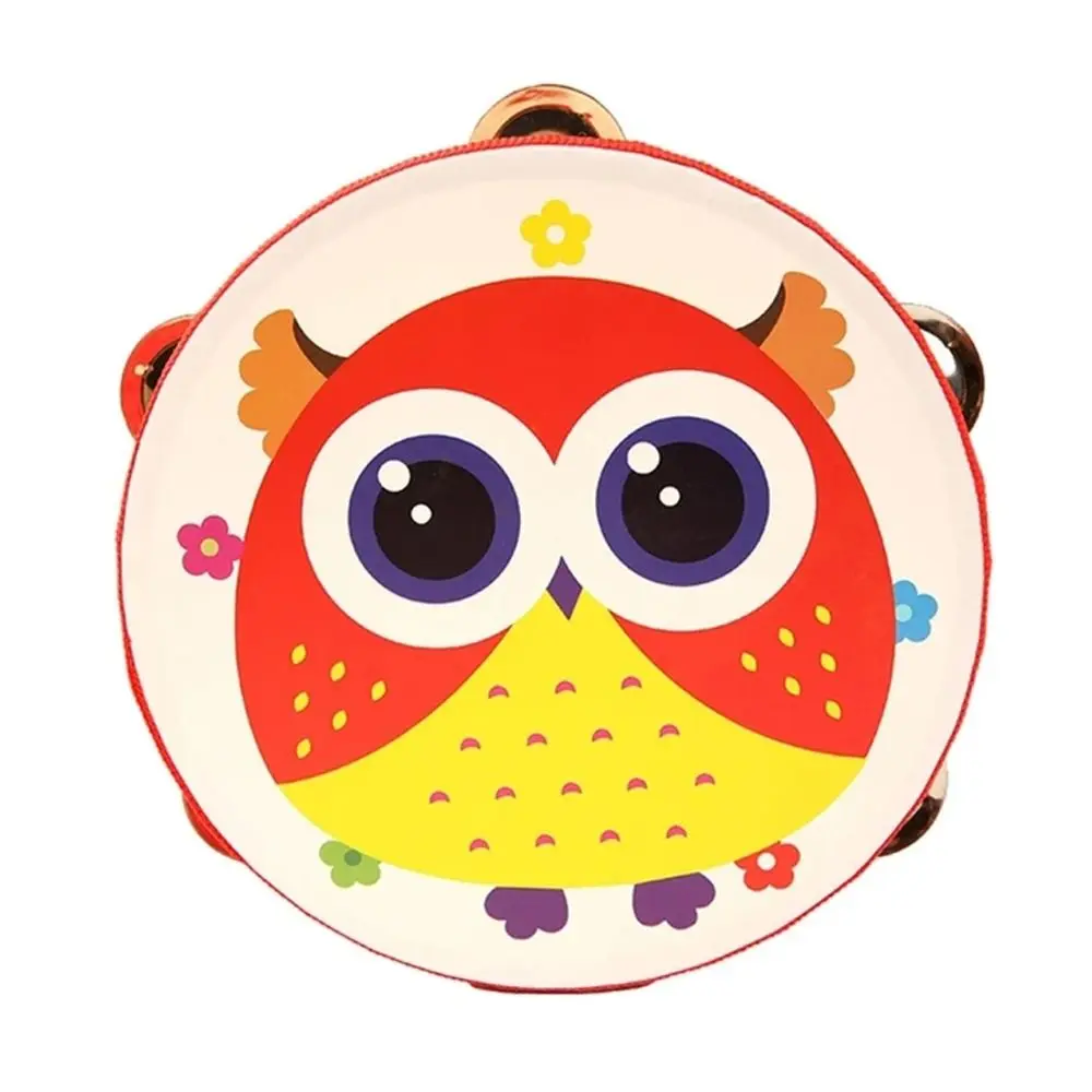 6 Inches Children Hand Drum Cartoon Pattern Musical Beat Tambourine Hand Held Animal Kids Bell Drum Percussion Instrument