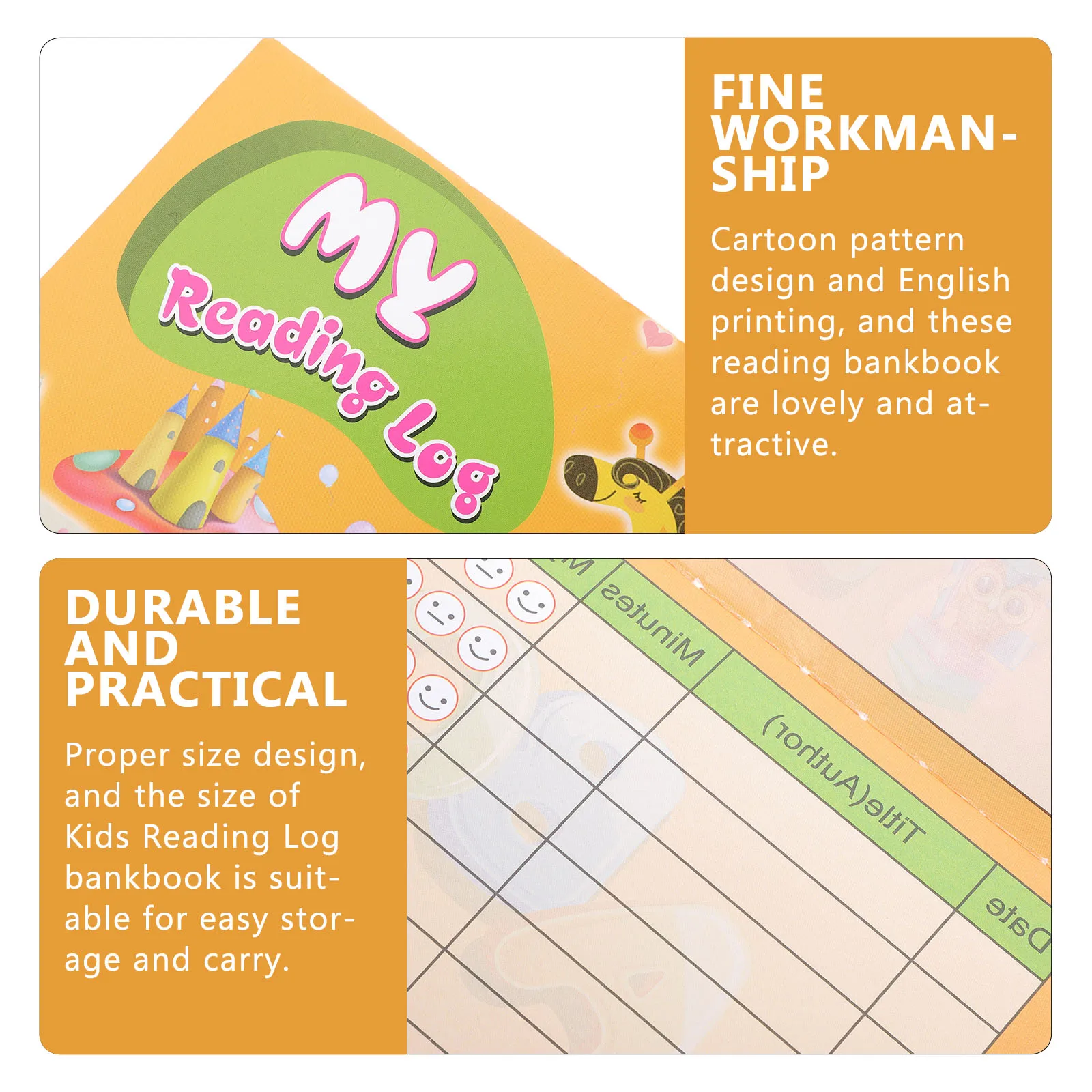 10 szt. Książeczki do śledzenia czytania dla dzieci, angielskie, z nadrukiem, wzór z kreskówki, praktyczne materiały edukacyjne, dziennik czytania dla dzieci
