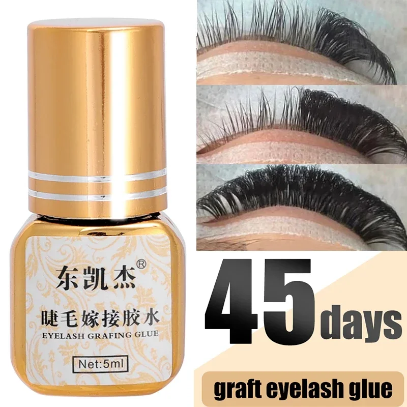 Antiallergischer 5 ml Wimpernverlängerungskleber, wasserdicht, schnell trocknend, schwarzer Pfropf-Wimpernkleber, 45 Tage langlebig, fest, Wimpernkleber, Make-up