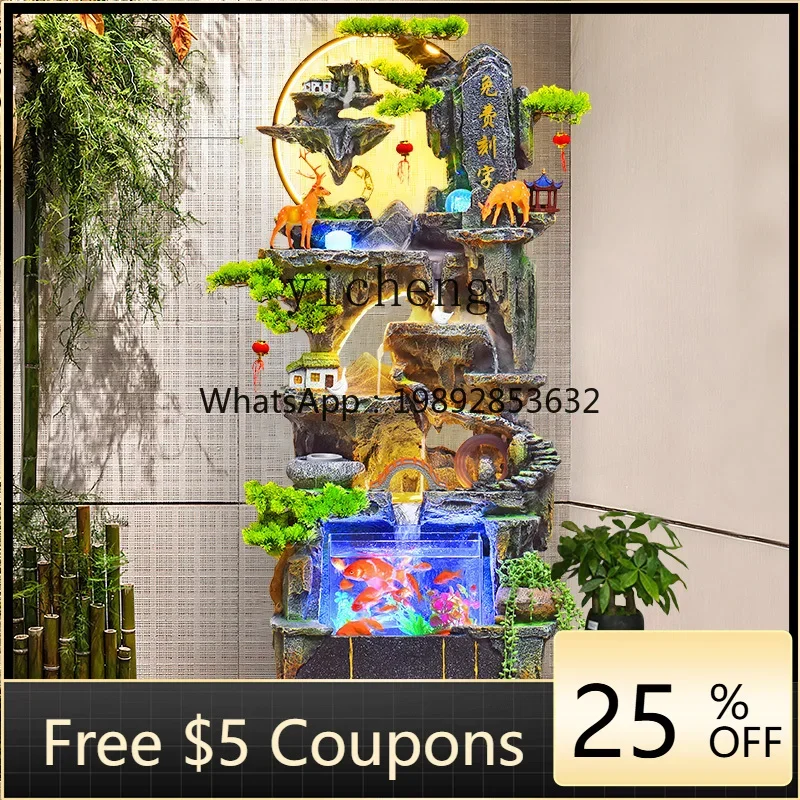 L14-  Flowing Water Ornament Feng Shui Whl Wealth-Attracting Humidifier Circulating Water Alpine Fountain Floor Standing
