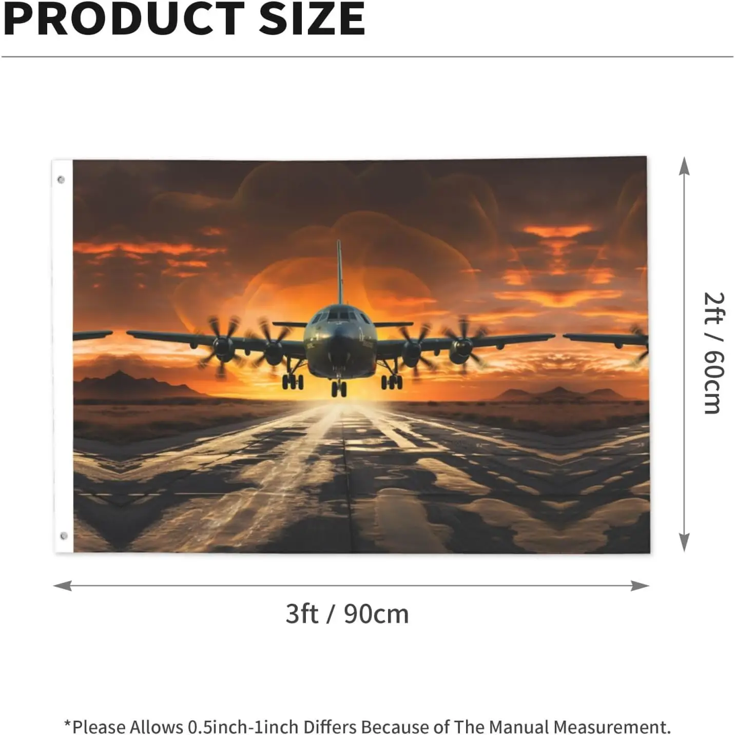 Plane Landing on Airforce Runways Against Beautiful Dusky Sky Flag Outside Yard Flags Banner Outdoor Inside Breeze Flag