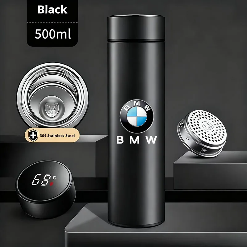 Car 500ml Intelligent Temperature Display Insulating Cup Sticker for BMW M X5 E70 E91 F11 F30 F31 F10 X3 F25 E30 E46 Accessories