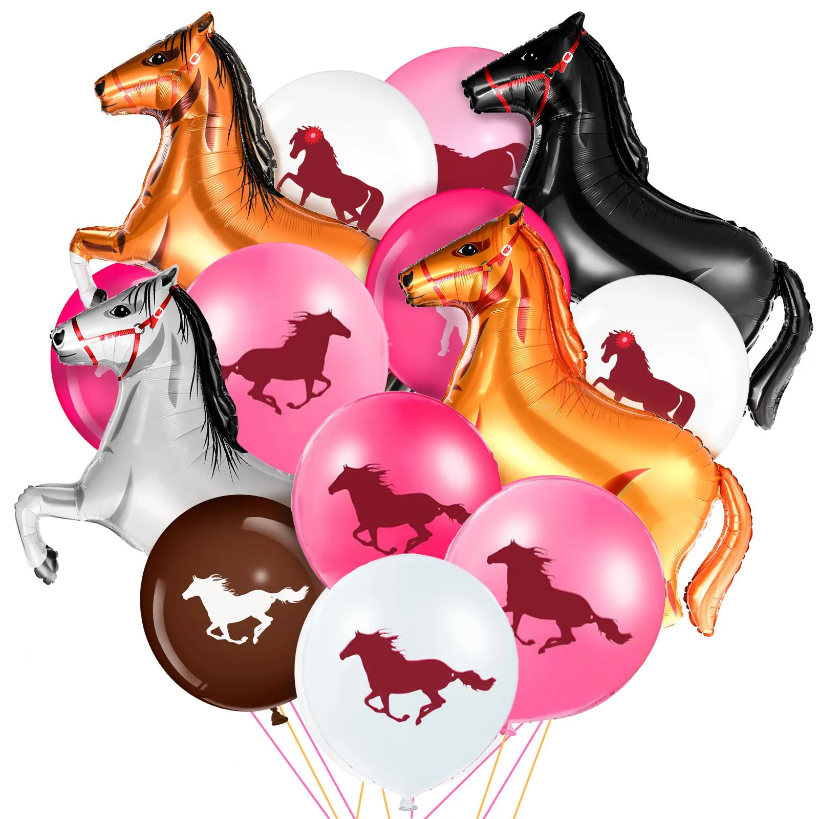 44 Pcs Horse Balloon Set Horse Party Decoration Horsemanship Club Supplies Cowboy Cowboy Birthday Party Decorations