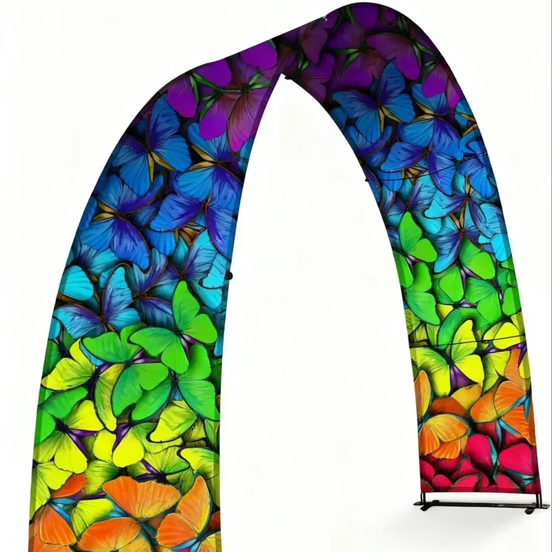 Customized Portable Foldable Stretch Fabric Pennant Style Advertising Arch Gate Sport Events Racing Cambered Banner