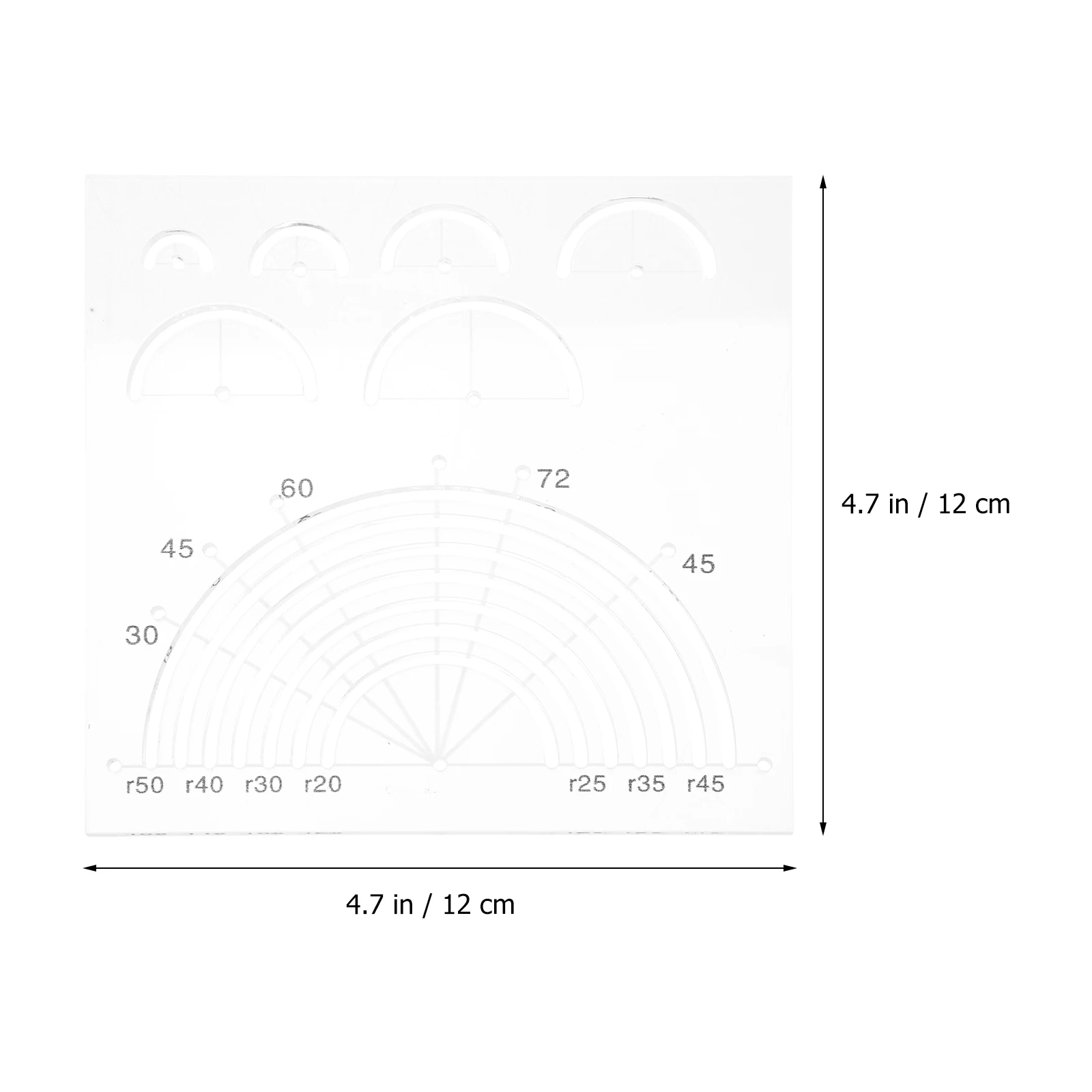 Durevole acrilico trasparente quilting righello modello strumento per cucire guida al taglio del tessuto per principianti patchwork fai da te a forma di semicerchio