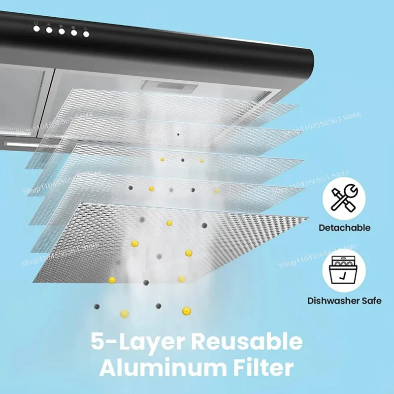 Ultra-Thin 600mm Range Hood, Built-in Mini Extractor for Apartment & Hotel Kitchen