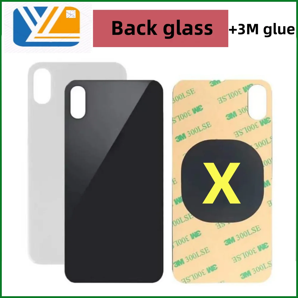 Back Cover Glass+3M glue For iPhone X XS XSMAX Fast Replacement High Quality Housing Battery Cover Big Hole Rear Glass x Back