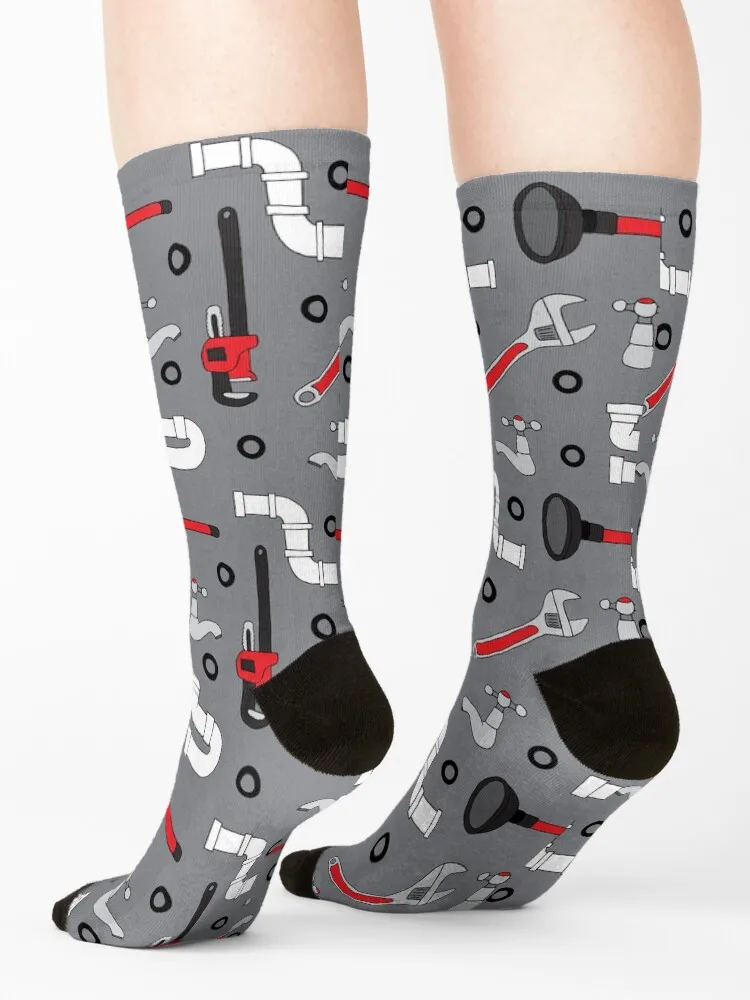 Plumber Plumbing Tools Pattern Socks moving stockings happy sheer new in's Socks For Man Women's