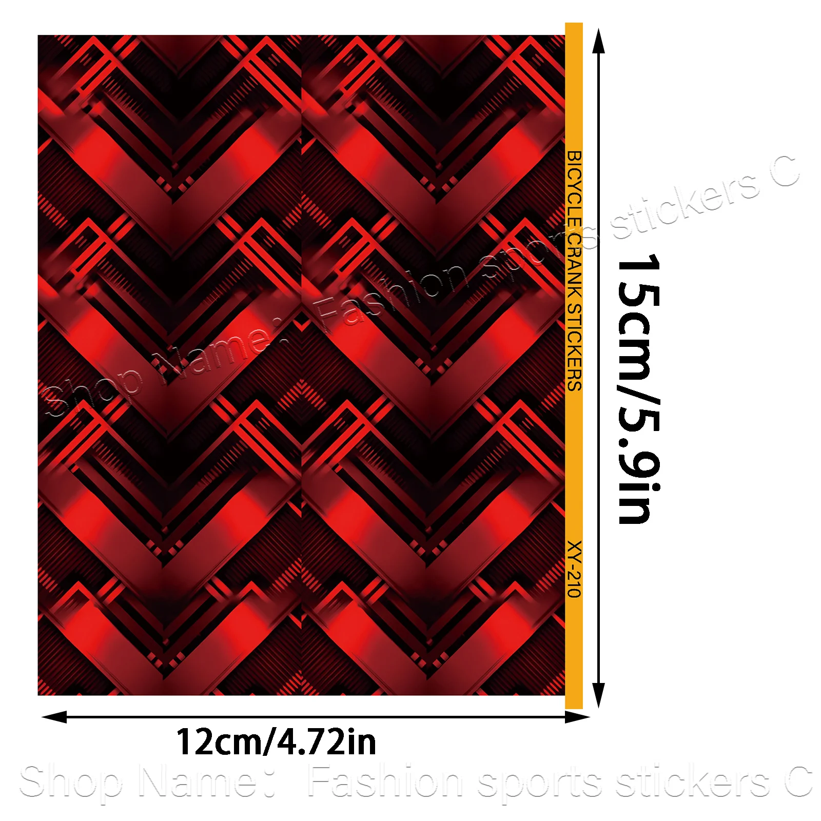 1Pair 2D Flat Red Geometric Chevron Vinyl Sticker, Waterproof Decal for Road Bike Crank Arm, Holiday Gift