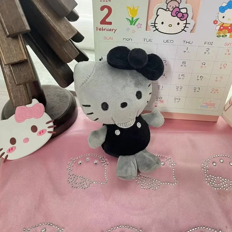 kawaii Natale Hello kitty 50° anniversario grigio antracite Ciondoli per sacchetti di peluche Sanrio Kitty Peluche Portachiavi Ciondolo Regalo