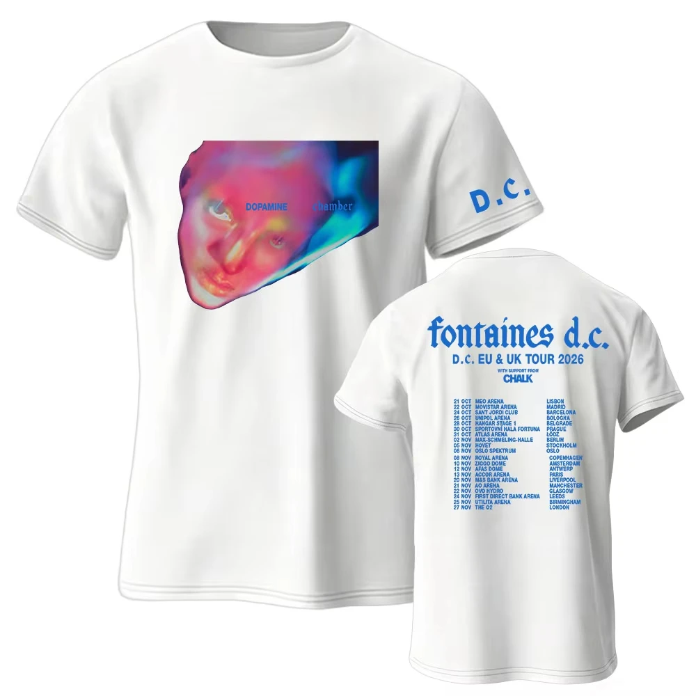 Fontaines D.C. DOPAMINE Chamber T-shirt DC EU & UK Tour for 2026 Tshirts Short Sleeve Cotton Summer Unisex Tees Design Print Top