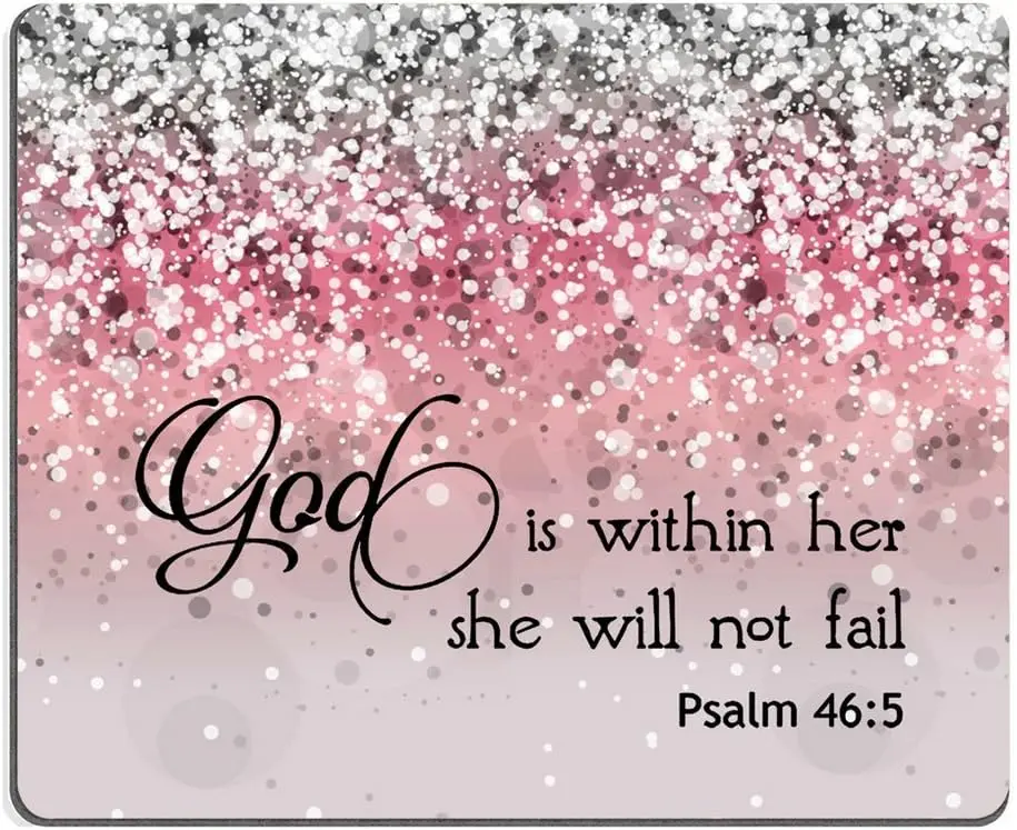 

Psalm 46:5 God Within Her, She Will Not Fall - Pink Sparkle Glitter Mouse Pad