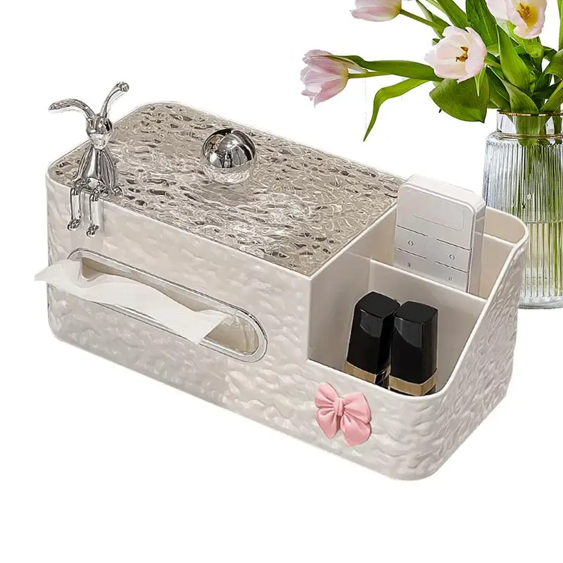 Tissue Paper Holder White Multifunctional Tissue Box Cover Chic Water Wave Bedside And Side Table Organizer Tissue Box Cover