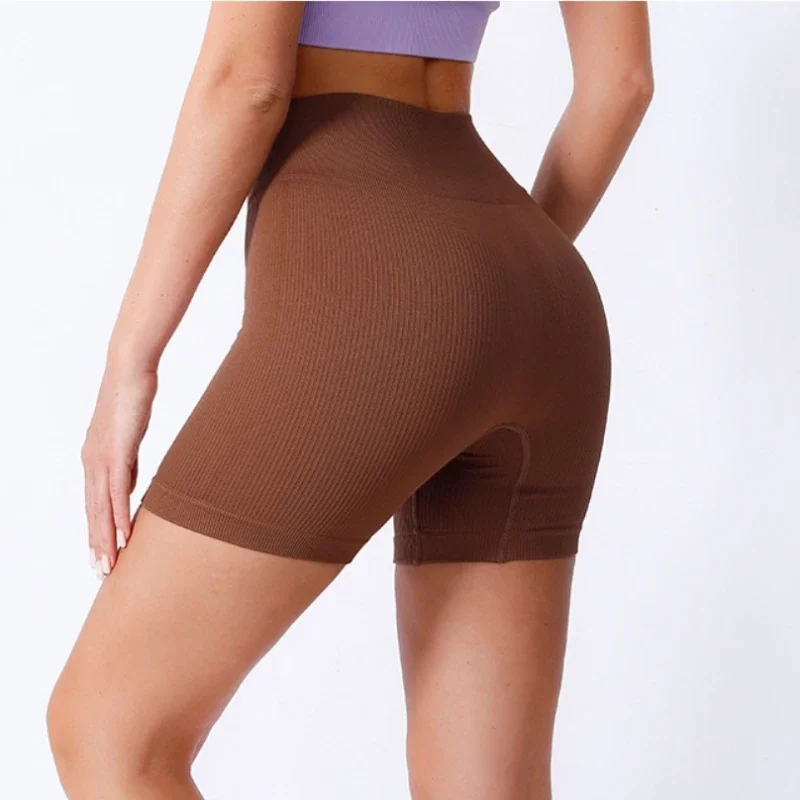 

Бесшовные сексуальные шорты для спортзала, женские летние спортивные шорты для фитнеса, узкие спортивные шорты в полоску с нитью, компрессионные шорты для бега