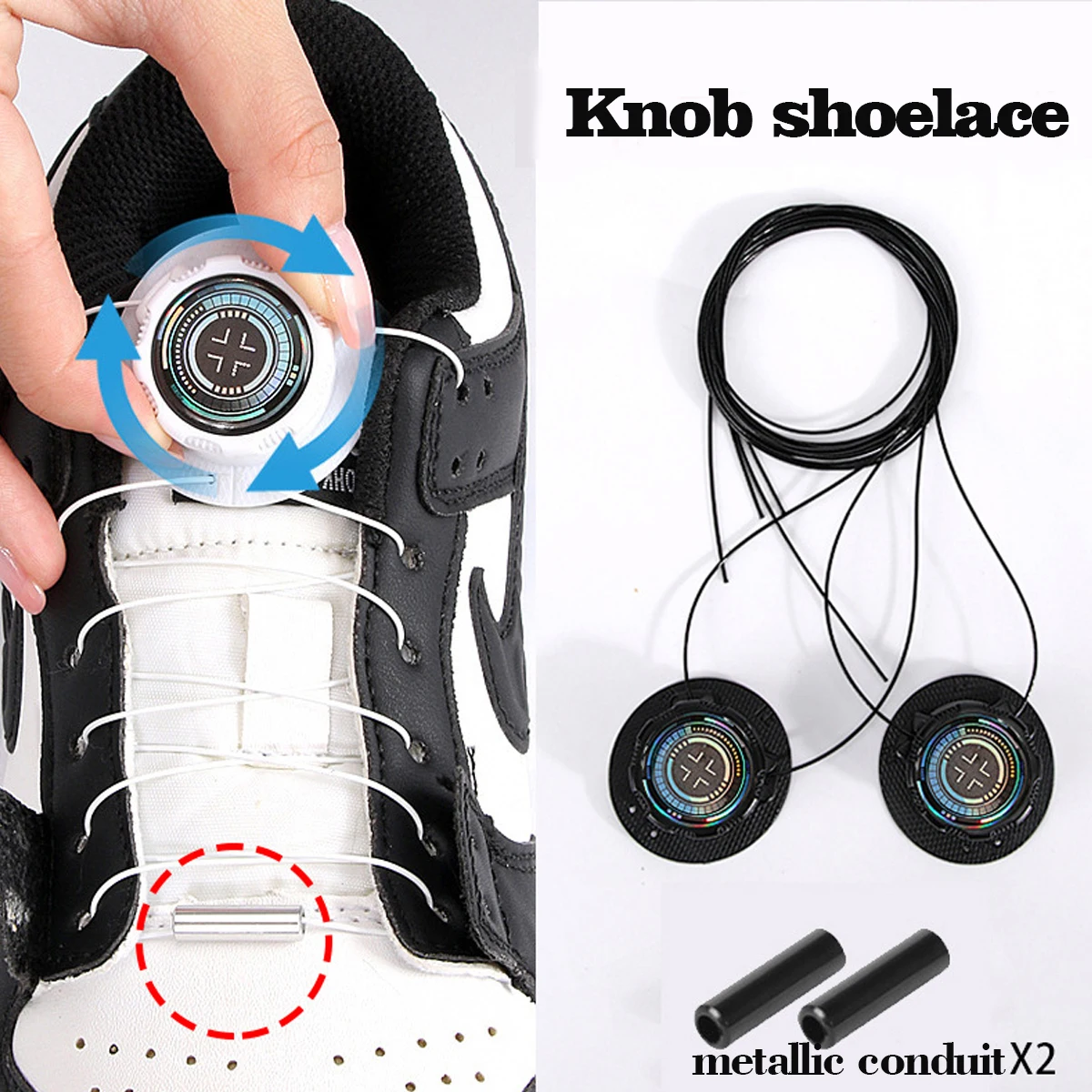 1 Pair Rotating Shoe Laces Buckle - Rotating Automatic Buckle Shoeslaces | Lock Shoe Laces Tie-less for Adults Sports Shoes