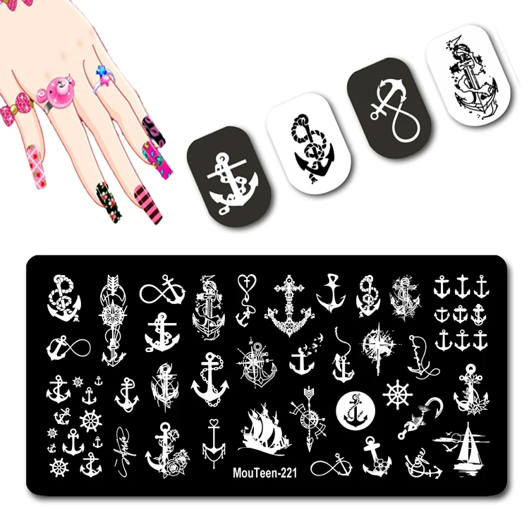 Disney Nieuwe Lancering Anker Nagel Stempelplaat Schip Stuurwiel Nagel Stempel Schip Anker Nail Art Stempel #221