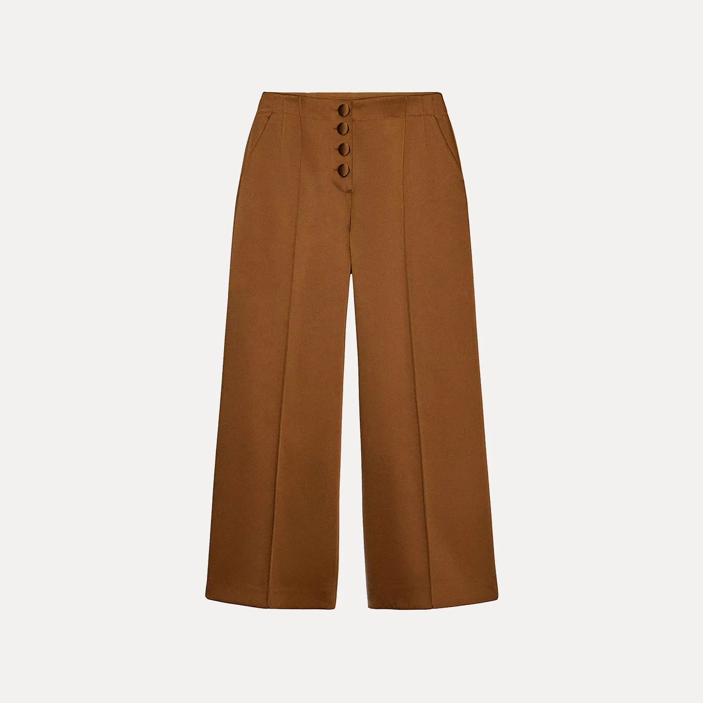 Faionable ارتفاع الخصر بنطال ذو قصة أرجل واسعة للنساء تخفيف Sle شتاء 2025 جديد وصول Ele السيدات بنطلون السراويل الطويلة