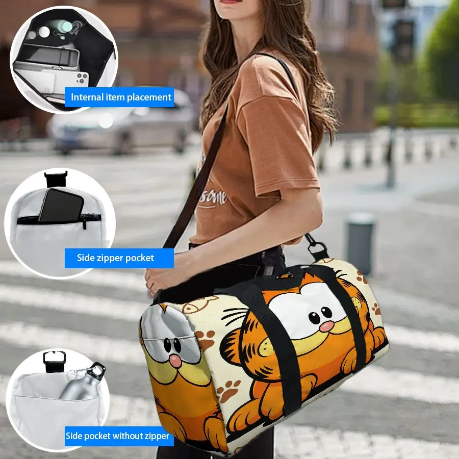 

Garfield Cartoon Duffel Bag Large Capacity Travel Gym Bag with Multiple Pockets, Overnight Weekender Bag for Weekend Getaway