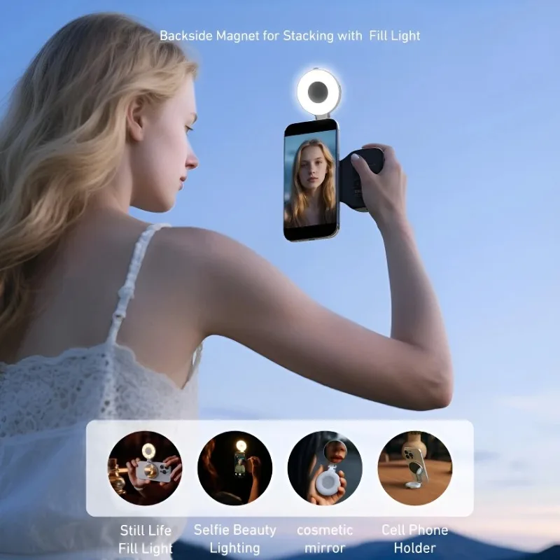 

TELESIN Fun Shot Magnetic Phone Camera Grip + C03 Magnetic Selfie Light Bundle Kit Compatible with iPhone & Android