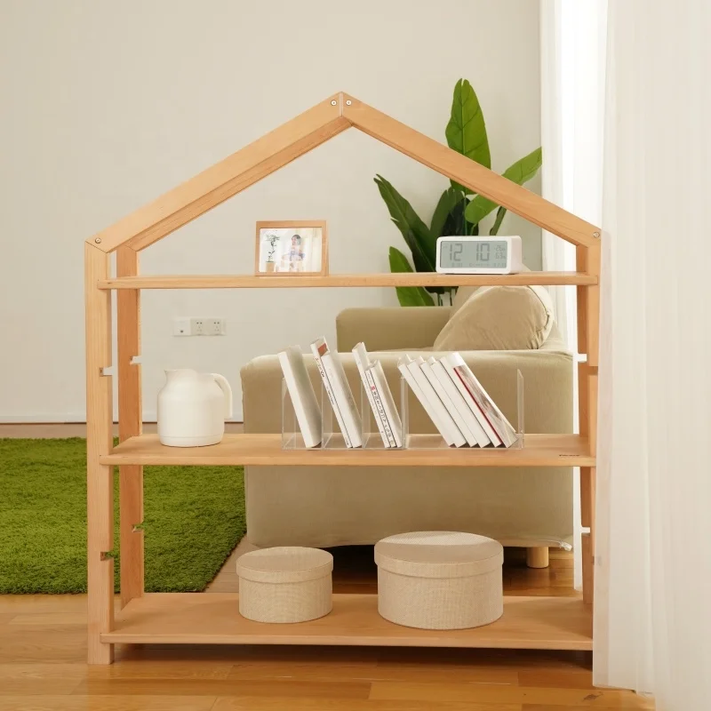 

Wooden Adjustable Three-layer Storage Shelf Kids Bookcase