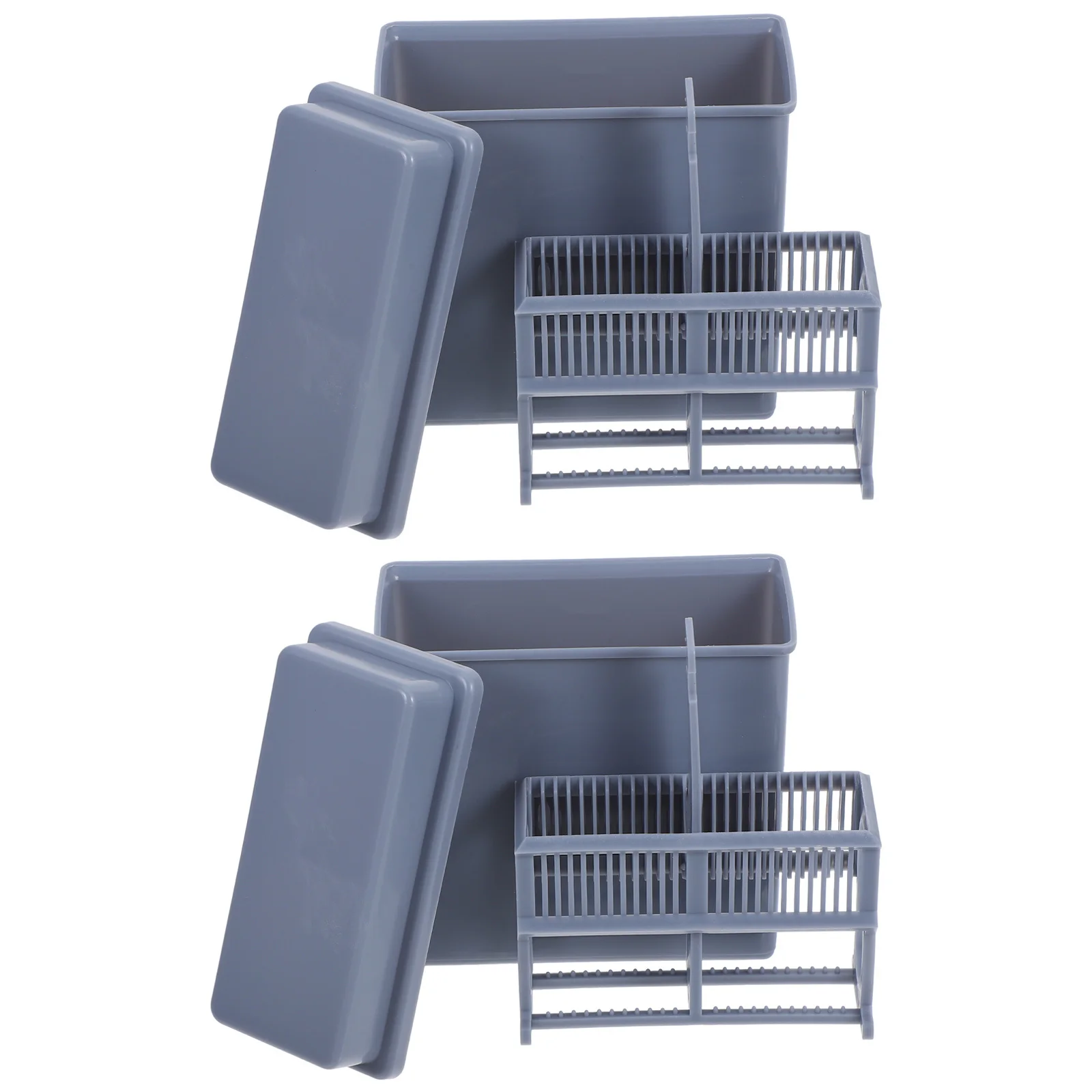 

2Sets Microscope Slide Staining Jar Rack Durable Plastic Multi Slot Holder Laboratory Storage Glass Slide Shelf Accessories