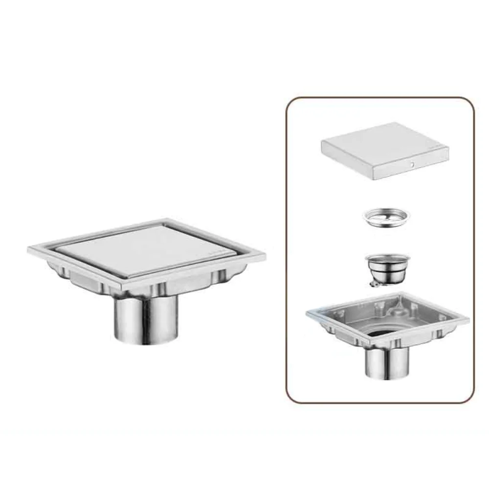 

304 Stainless Steel Square Floor Waste Drain Anti-odor Accessories Large Flow Draine Tile Insert Drain Shower Grates Toilet