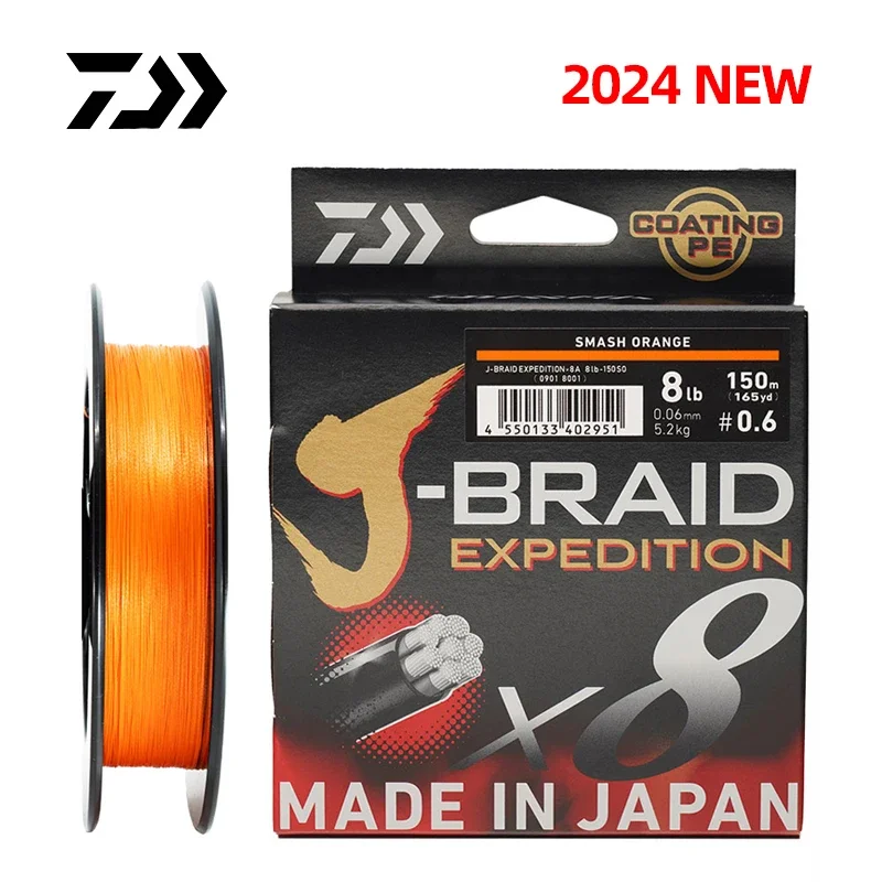 2024 Daiwa J-BRAID expédition X8 ligne de pêche 150/300M lignes PE tressées fil JBRAID Original vert foncé/Orange/multicolore
