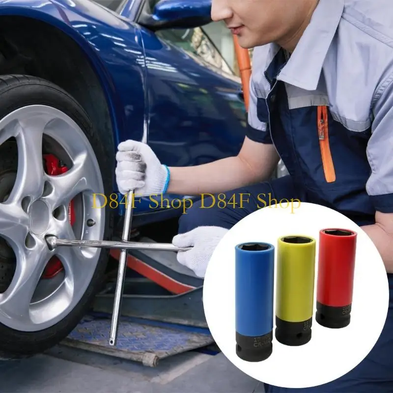 

D84F Набор головок для колес Ударный гайковерт дюйма Приводные проушины Гайка Гнездо Стальные защиты колес Набор ударных для