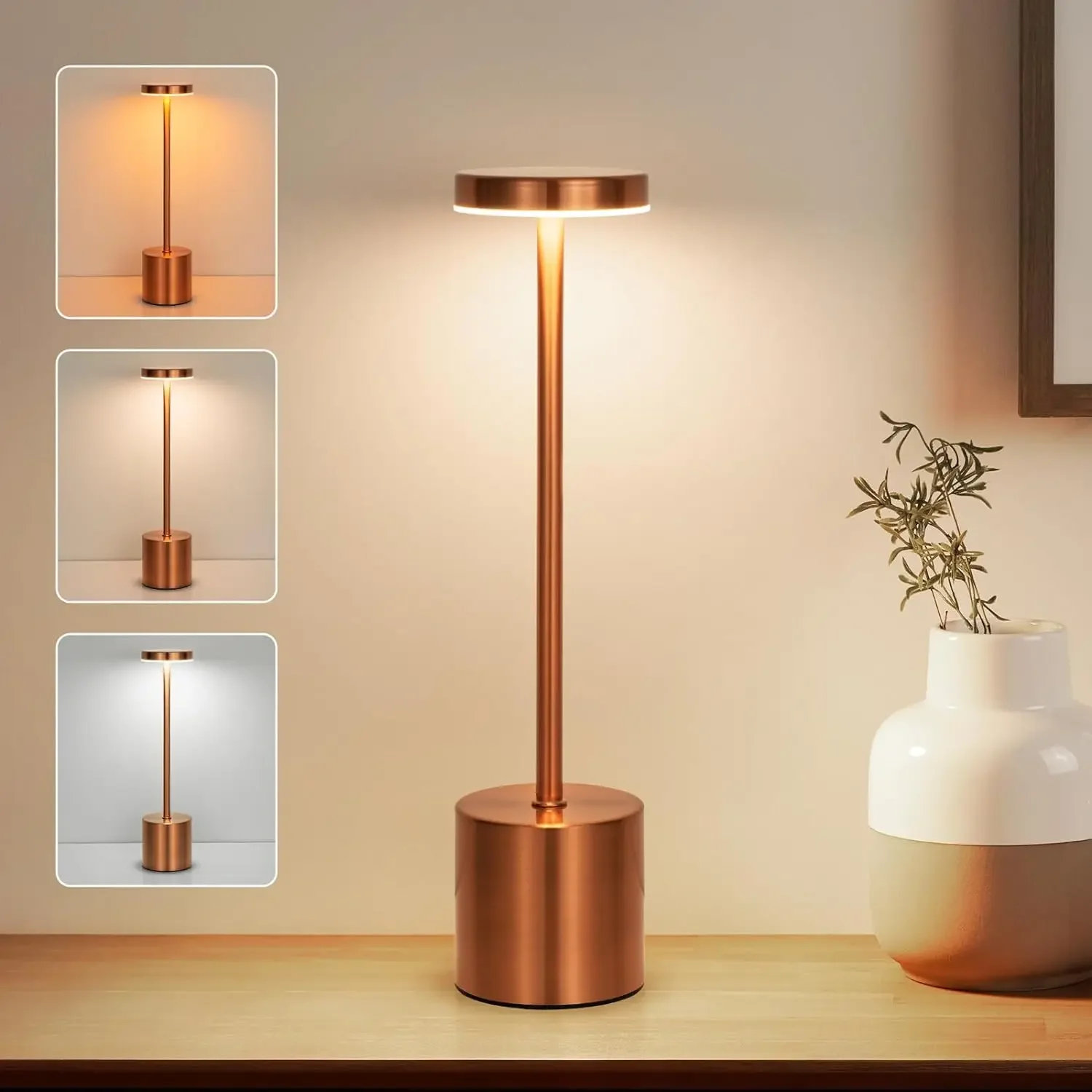 

LED Table Lamp Touch Sensor Rechargeable Desktop Night Light Wireless Reading Lamp for Restaurant Hotel Bedroom Decor Light