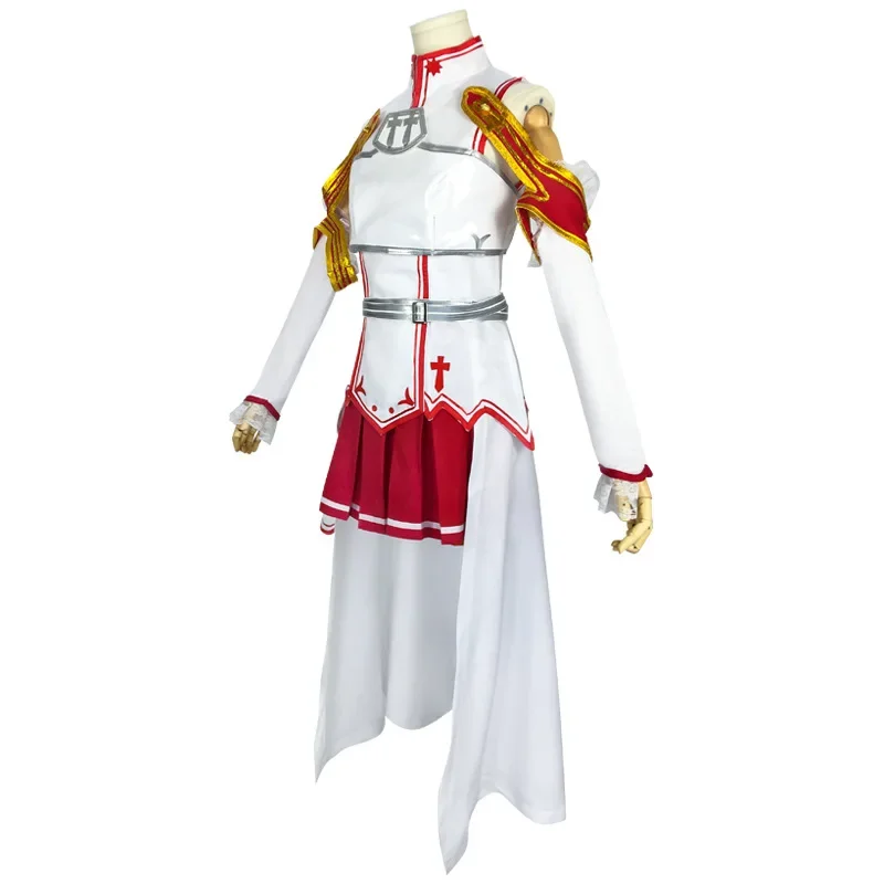 2024 Hot Sword Art Online Yuuki Asuna Dress Cosplay Costume for Women Uniform Halloween Party Cosplay Armor Full Set 7pcs wedge