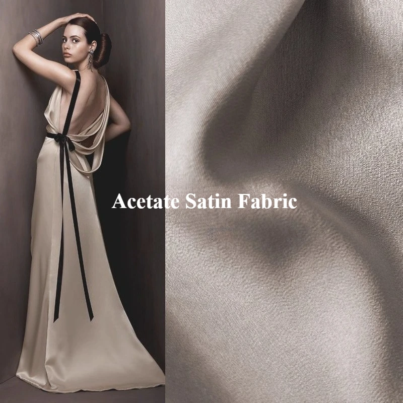 

Высококачественная ацетатная атласная ткань цвета шампанского, дизайнерская ткань, платье ручной работы своими руками для особых случаев
