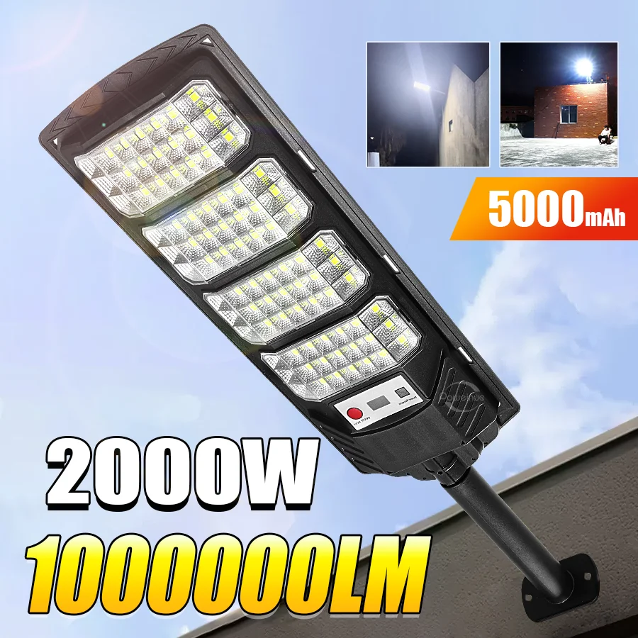 

2000W LED Outdoor Solar Lights Integrated Super Bright Motion Sensor Solar Power Waterproof Garden Street Spotlight Wall Lamp