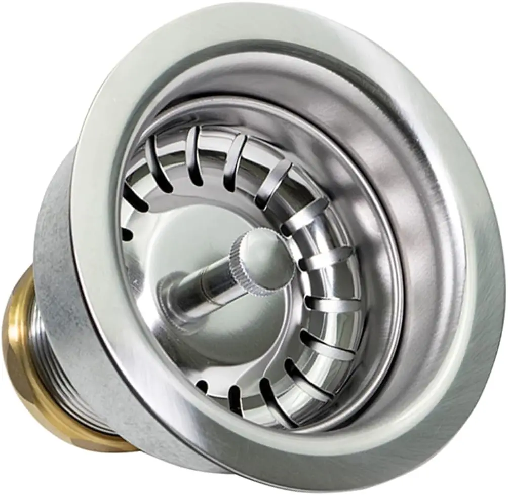 

Kitchen Sink Strainer Assembly Stainless Steel with Basket and Stopper for Standard Drains