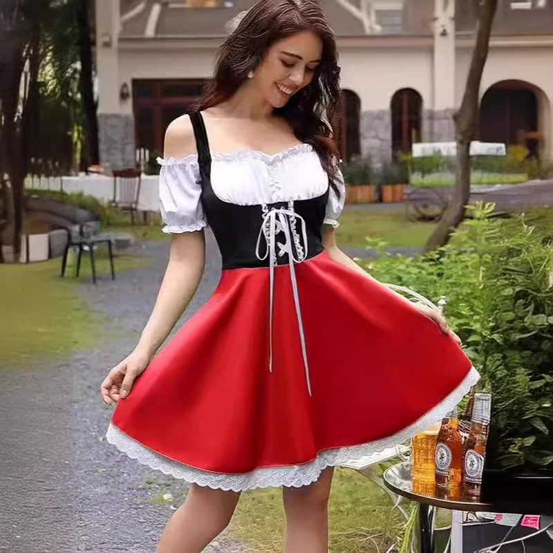 Lady Carnival Bavarian Oktoberfest Costume Alps Traditional Pubs Wench Waitress Outfit Cosplay Fancy Party Dress