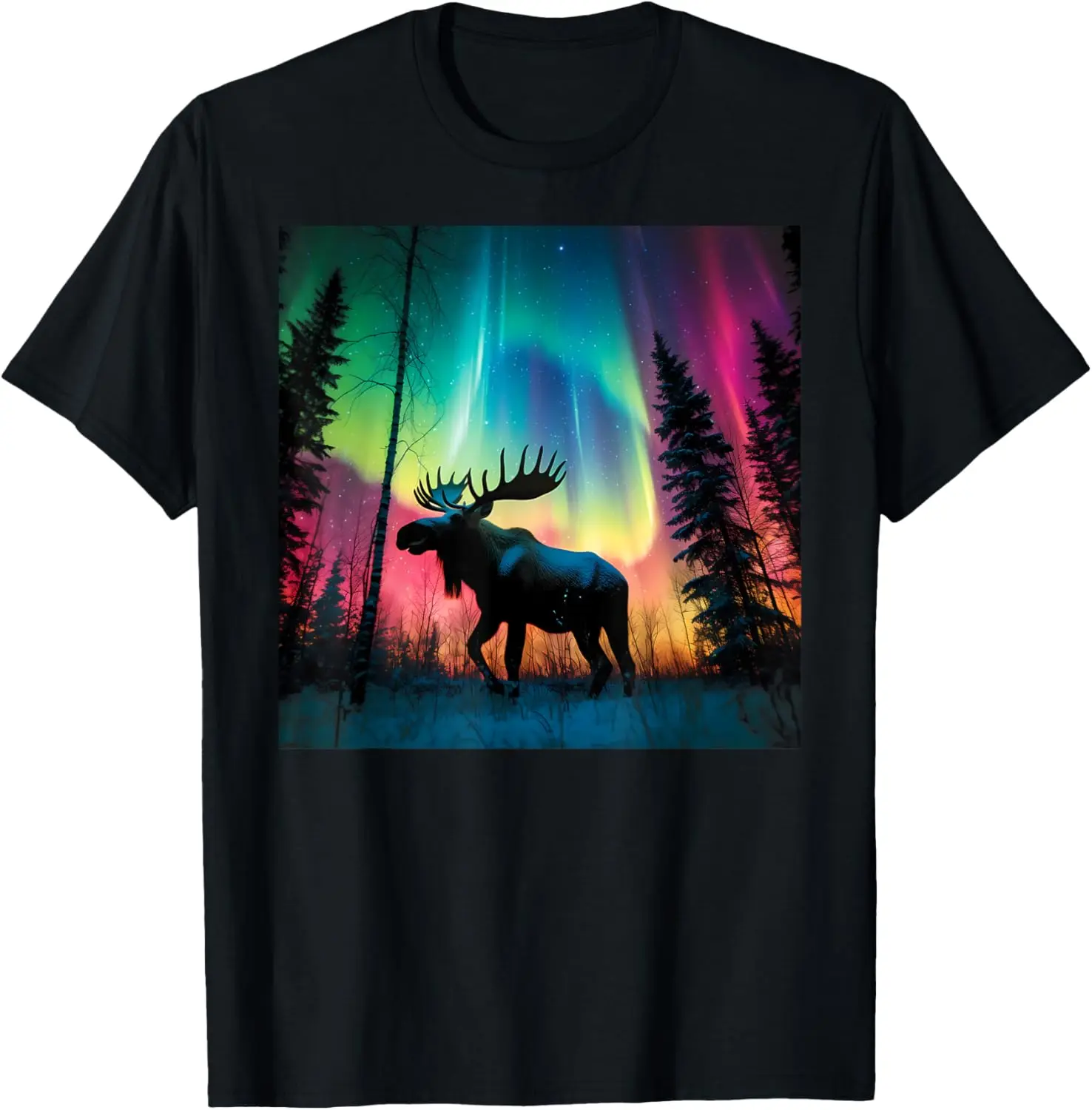 

Minnesota Northern Lights Moose Family Winter Camping Trip T-Shirt