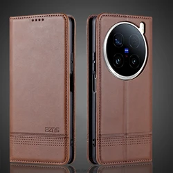 Magnetic attraction Leather Case for Vivo X100 Ultra / Vivo X100Ultra Holster Flip Cover Case Wallet Phone Bags Fundas Coque