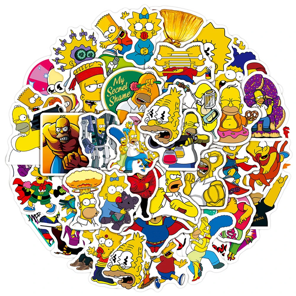 10/30/50pcs Cute The Simpsons Stickers Comedy Cartoon Sticker DIY Phone Notebook Luggage Funny Anime Graffiti Decals Kids Toys