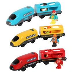 Kids RC Electric Train Set Locomotive Magnetic Train Diecast Slot Toy Fit for Wooden Train Railway Track Toys for Children Gifts