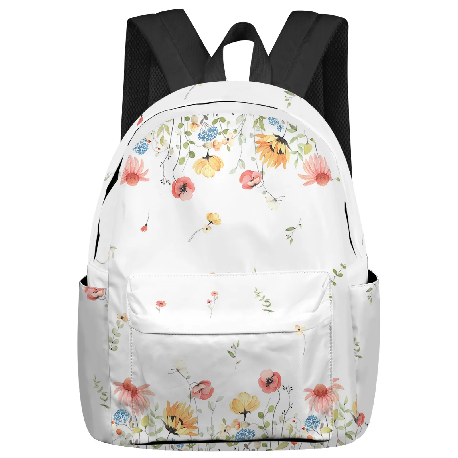 

Spring Watercolor Flower Leaves Backpack Teenagers Student School Bags Laptop Custom Backpack for Men Women Travel Bag