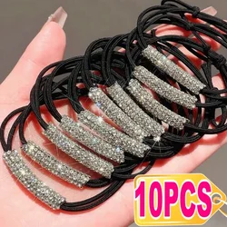 1-10 pçs feminino diamantes preto brilhante strass sem costura faixa de borracha elástica corda de cabelo 2023 nova moda venda quente acessórios para o cabelo