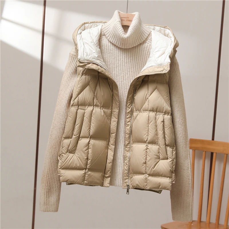 

Winter Women Fashion Hooded 90% White Duck Down Ultra Light Down Vest 2024 New Arrivals Female Korean Sleeveless Warm Coat