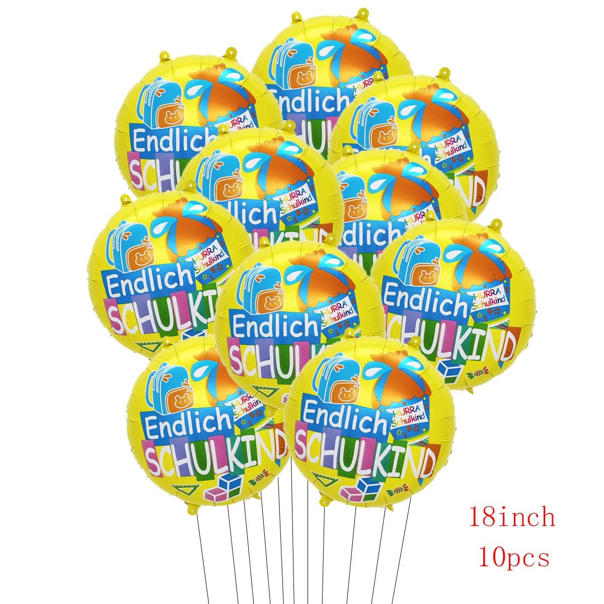 10 Stück Deutscher Buchstabe Schulkind Back to School Luftballons Set Eiscreme Hurra Schulkind Schwarz zur Schule Dekorationen
