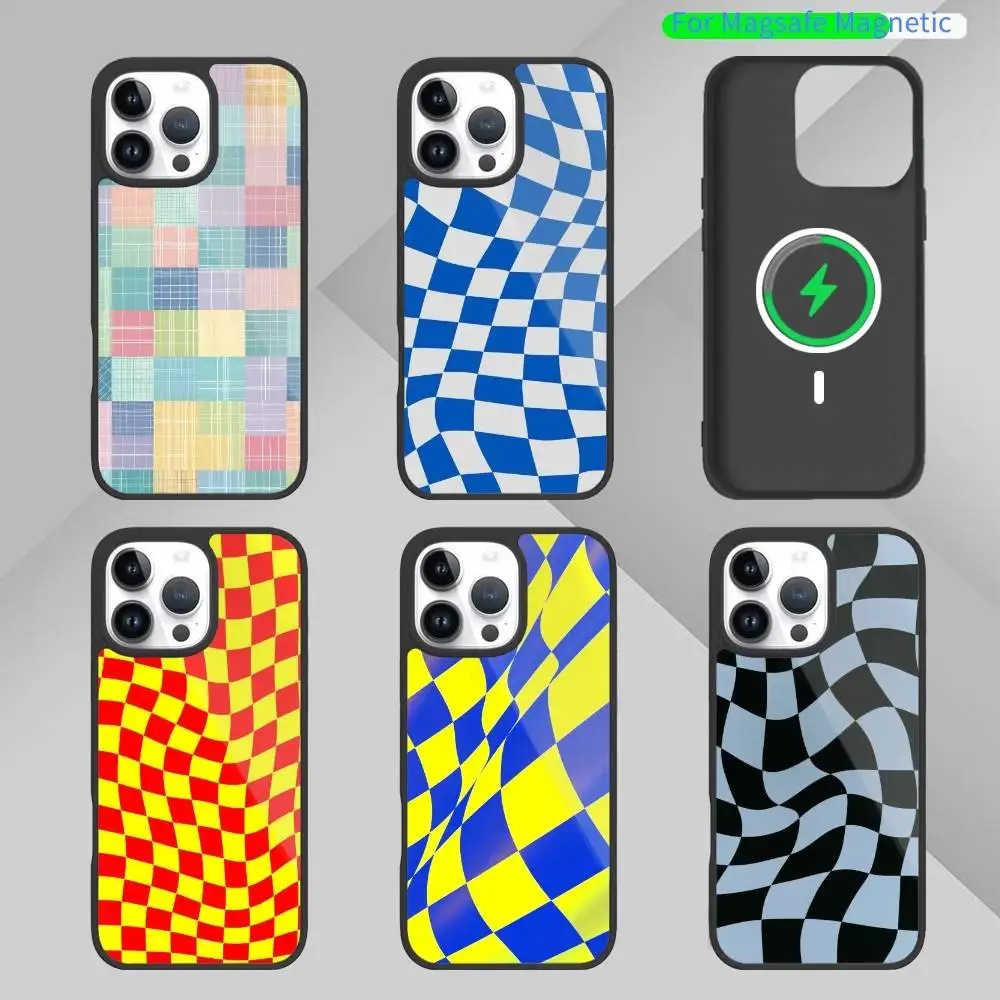 

C-Checkerboard Checked Chess B-Board Phone Case For iPhone17,16,15,14,13 Plus,Pro Max Magnetic For Magsafe Wireless Charging