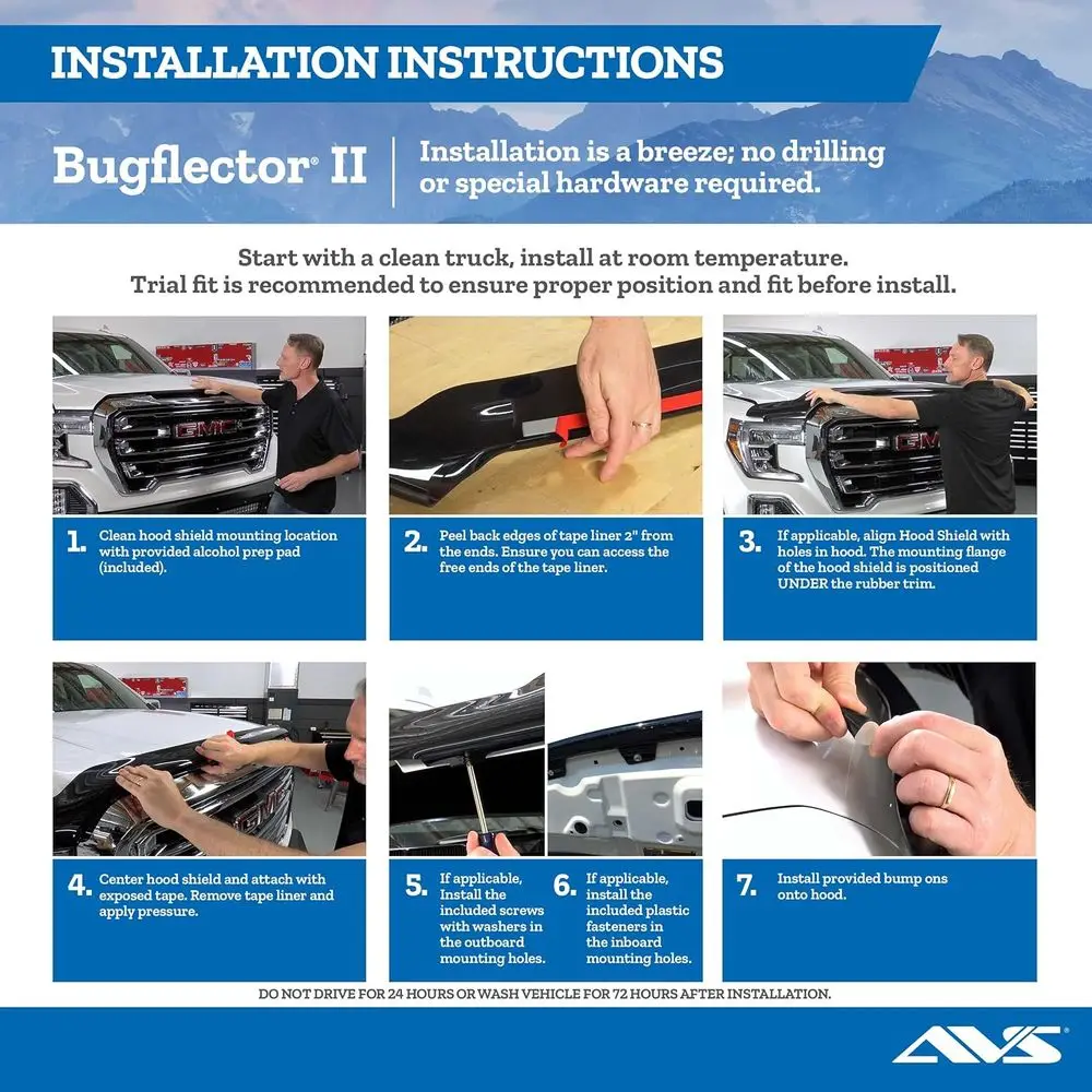 [AVS] Bugflector II Hood Shield / Protector |   Passend für 1997–2003 Ford F-150 und F-250, 1997–2002 Expedition |   High Profile Bug Def