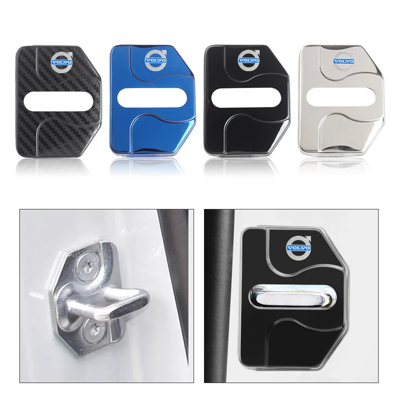 4PCS Car Door Lock Cover Stickers Vehicles Decorative Accessories For Volvo S60 S90 XC60 XC90 XC40 V40 V90 V60 2022 2021 2020