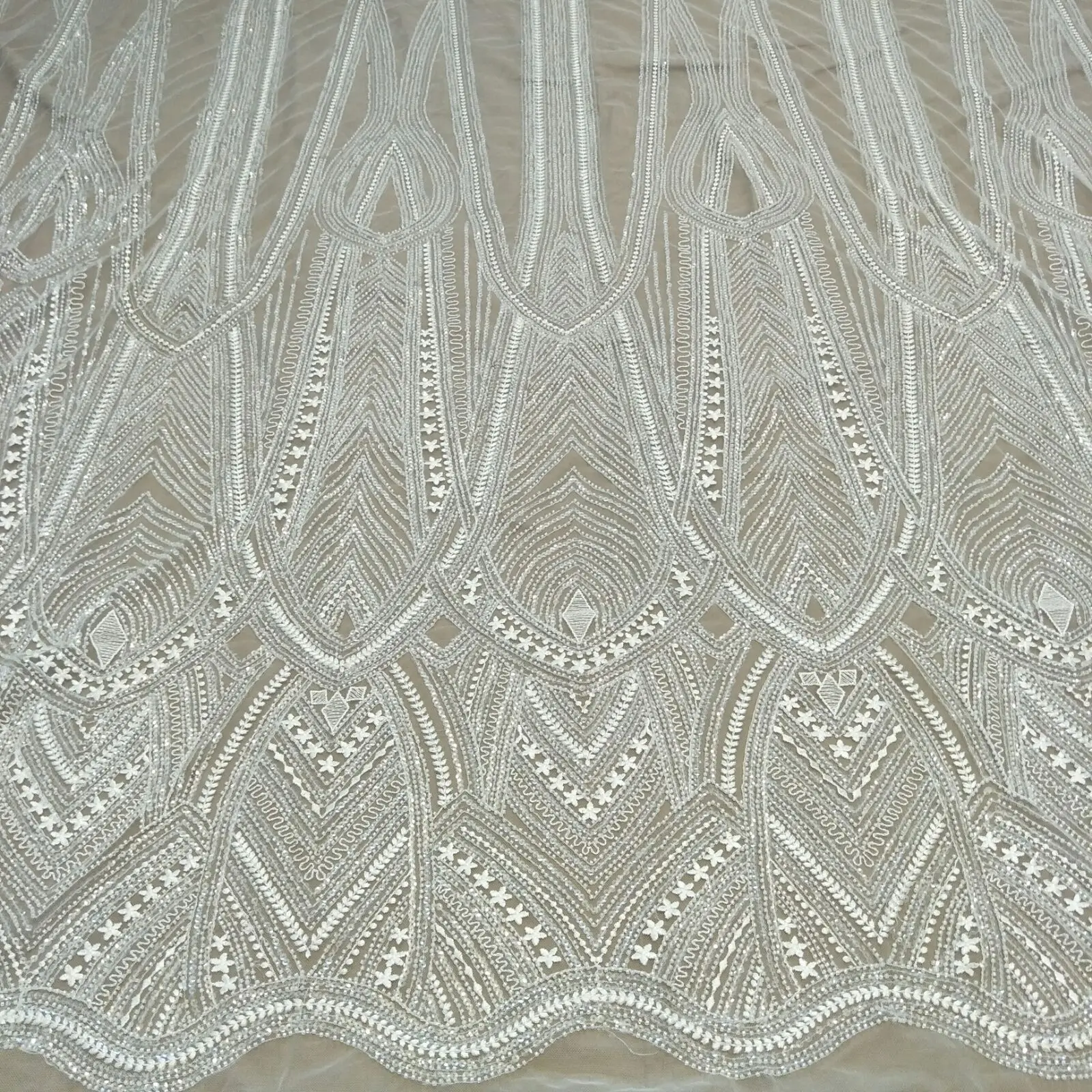 Lace Fabric for Bridal Wedding Dress, Ivory Lace Fabric, 130cm Width, Sale by Yard