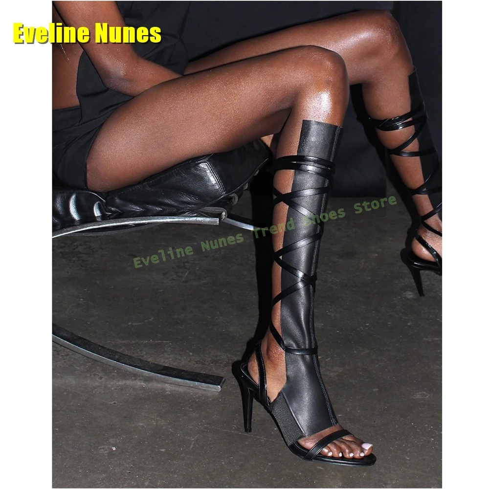 

Сексуальные гладиаторы с ремешком на щиколотке и вырезом на щиколотке, с круглым носком, на шпильке, на шнуровке, в стиле пэчворк, женские модные сандалии в уличном стиле, Spicy Girl, лето 2025