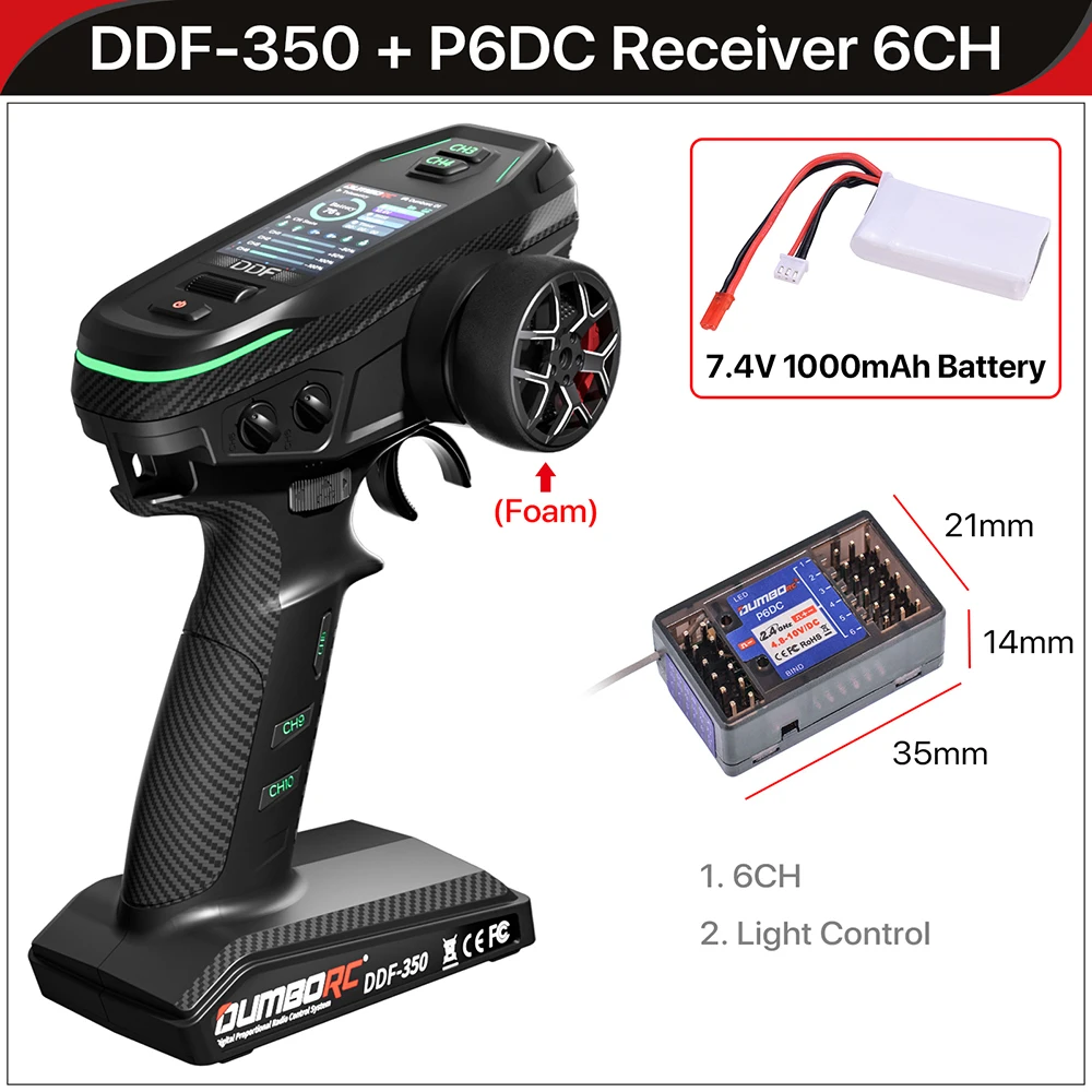 DUMBORC DDF-350 Zender met Ontvanger 2.4G 10CH Digitale Radio Afstandsbediening voor RC Auto Boot Tank LCD FHSS Systeem