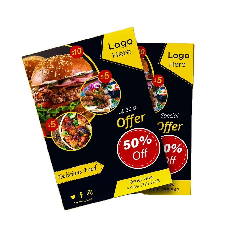 Custom Print Double-sided Color printing 157gsm Coated paper 200pcs(210X140mm) Business flyer Free design