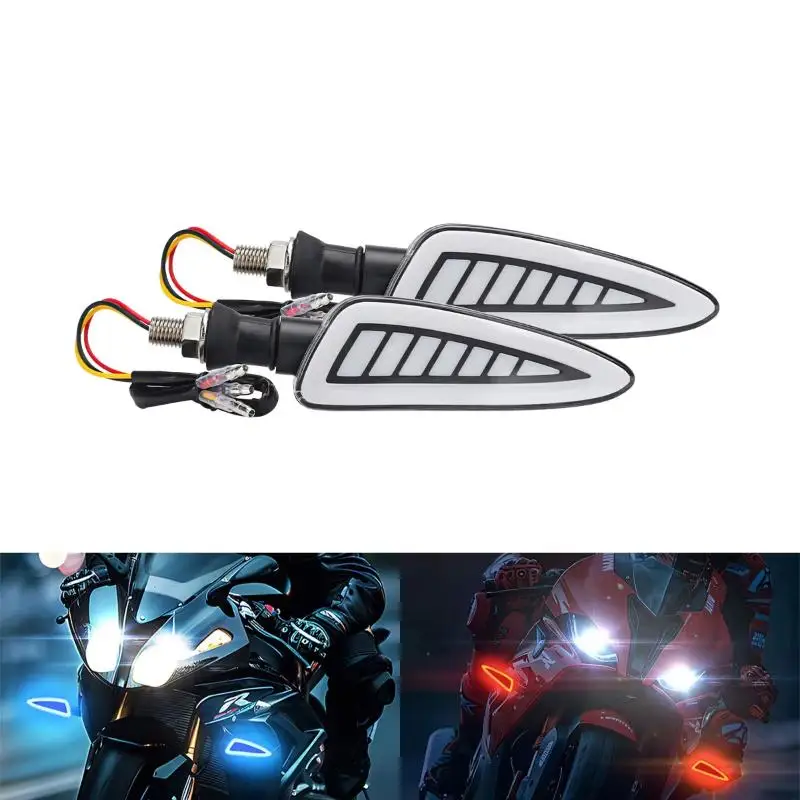 12V Motorcycle LED Turn Signal Light Sequential Flowing Dual Color Indicator Energy Saving for Street Sports Bike Cruiser